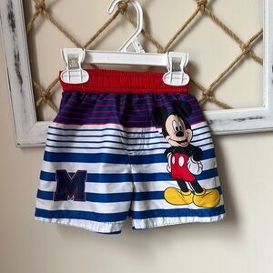Disney Mickey Mouse Striped Kids Shorts - Red, Blue, size 18 months